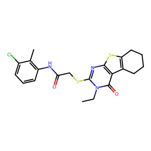 N-(3-chloro-2-methylphenyl)-2-[(3-ethyl-4-oxo-3,4,5,6,7,8-hexahydro[1]benzothieno[2,3-d]pyrimidin-2-yl)sulfanyl]acetamide structure