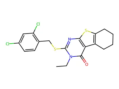 2-((2,4-Dichlorobenzyl)thio)-3-ethyl-5,6,7,8-tetrahydrobenzo[4,5]thieno[2,3-d]pyrimidin-4(3H)-one structure