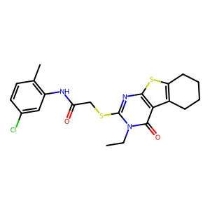 N-(5-Chloro-2-methylphenyl)-2-((3-ethyl-4-oxo-3,4,5,6,7,8-hexahydrobenzo[4,5]thieno[2,3-d]pyrimidin-2-yl)thio)acetamide structure
