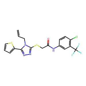 N-[4-chloro-3-(trifluoromethyl)phenyl]-2-{[4-(prop-2-en-1-yl)-5-(thiophen-2-yl)-4H-1,2,4-triazol-3-yl]sulfanyl}acetamide structure