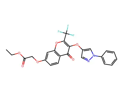 ETHYL {[4-OXO-3-[(1-PHENYL-1H-PYRAZOL-4-YL)OXY]-2-(TRIFLUOROMETHYL)-4H-CHROMEN-7-YL]OXY}ACETATE structure