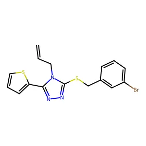 4-Allyl-3-((3-bromobenzyl)thio)-5-(2-thienyl)-4H-1,2,4-triazole structure