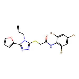 2-{[4-ALLYL-5-(2-FURYL)-4H-1,2,4-TRIAZOL-3-YL]SULFANYL}-N-(2,4,6-TRIBROMOPHENYL)ACETAMIDE structure