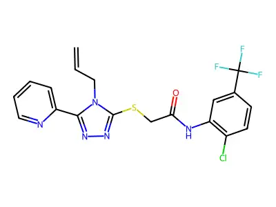 N-[2-chloro-5-(trifluoromethyl)phenyl]-2-{[4-(prop-2-en-1-yl)-5-(pyridin-2-yl)-4H-1,2,4-triazol-3-yl]sulfanyl}acetamide structure