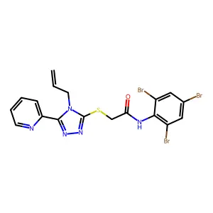 2-{[4-allyl-5-(2-pyridinyl)-4H-1,2,4-triazol-3-yl]sulfanyl}-N-(2,4,6-tribromophenyl)acetamide structure