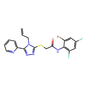 2-{[4-allyl-5-(2-pyridinyl)-4H-1,2,4-triazol-3-yl]sulfanyl}-N-(2-bromo-4,6-difluorophenyl)acetamide structure