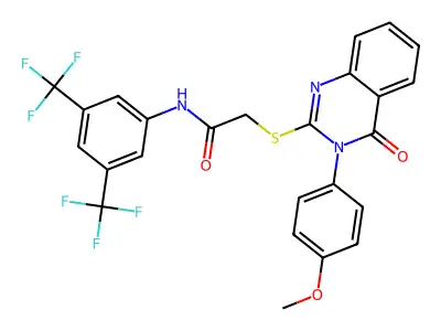 N-[3,5-bis(trifluoromethyl)phenyl]-2-{[3-(4-methoxyphenyl)-4-oxo-3,4-dihydro-2-quinazolinyl]sulfanyl}acetamide structure