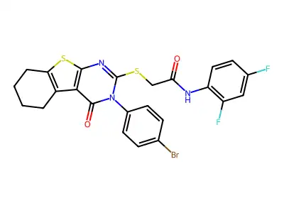 2-((3-(4-Bromophenyl)-4-oxo-3,4,5,6,7,8-hexahydrobenzo[4,5]thieno[2,3-d]pyrimidin-2-yl)thio)-N-(2,4-difluorophenyl)acetamide structure