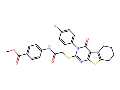methyl 4-[({[3-(4-bromophenyl)-4-oxo-3,4,5,6,7,8-hexahydro[1]benzothieno[2,3-d]pyrimidin-2-yl]sulfanyl}acetyl)amino]benzoate structure