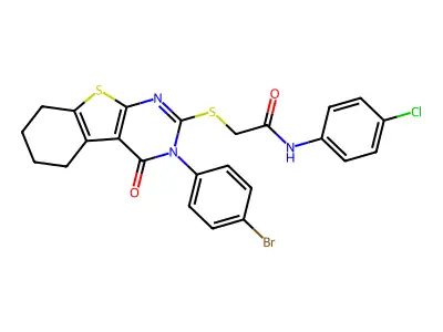 2-{[3-(4-BROMOPHENYL)-4-OXO-3,4,5,6,7,8-HEXAHYDRO[1]BENZOTHIENO[2,3-D]PYRIMIDIN-2-YL]SULFANYL}-N-(4-CHLOROPHENYL)ACETAMIDE structure