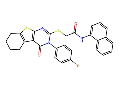 2-((3-(4-Bromophenyl)-4-oxo-3,4,5,6,7,8-hexahydrobenzo[4,5]thieno[2,3-d]pyrimidin-2-yl)thio)-N-(naphthalen-1-yl)acetamide structure