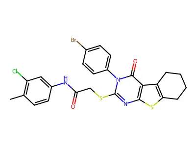 2-{[3-(4-BROMOPHENYL)-4-OXO-3,4,5,6,7,8-HEXAHYDRO[1]BENZOTHIENO[2,3-D]PYRIMIDIN-2-YL]SULFANYL}-N-(3-CHLORO-4-METHYLPHENYL)ACETAMIDE structure