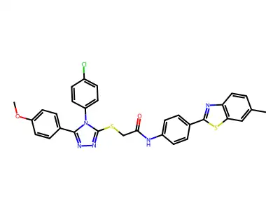 2-{[4-(4-chlorophenyl)-5-(4-methoxyphenyl)-4H-1,2,4-triazol-3-yl]sulfanyl}-N-[4-(6-methyl-1,3-benzothiazol-2-yl)phenyl]acetamide structure