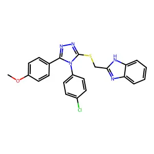 4-[5-[(1H-benzimidazol-2-ylmethyl)sulfanyl]-4-(4-chlorophenyl)-4H-1,2,4-triazol-3-yl]phenyl methyl ether structure