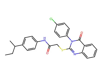 N-[4-(butan-2-yl)phenyl]-2-{[3-(4-chlorophenyl)-4-oxo-3,4-dihydroquinazolin-2-yl]sulfanyl}acetamide structure