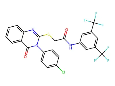 N-[3,5-BIS(TRIFLUOROMETHYL)PHENYL]-2-{[3-(4-CHLOROPHENYL)-4-OXO-3,4-DIHYDRO-2-QUINAZOLINYL]SULFANYL}ACETAMIDE structure