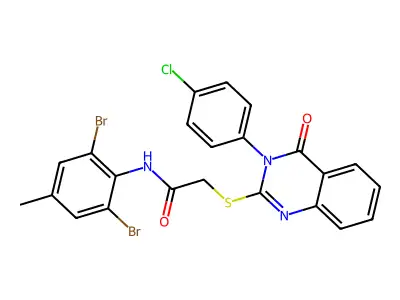 2-{[3-(4-chlorophenyl)-4-oxo-3,4-dihydroquinazolin-2-yl]sulfanyl}-N-(2,6-dibromo-4-methylphenyl)acetamide structure
