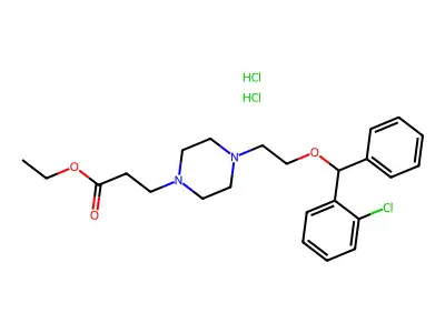 1-(2-((2-Chlorobenzhydryl)oxy)ethyl)-4-(2-carbethoxyethyl)piperazine dihydrochloride structure