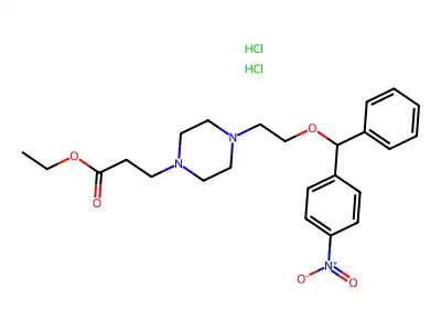 1-Piperazinepropanoic acid, 4-(2-((4-nitrophenyl)phenylmethoxy)ethyl)-, ethyl ester, 2HCl structure
