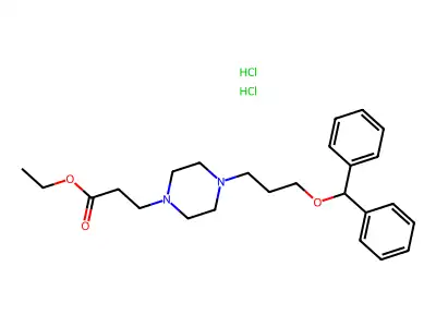 1-Piperazinepropionic acid, 4-(3-(diphenylmethoxy)propyl)-, ethyl ester, dihydrochloride structure