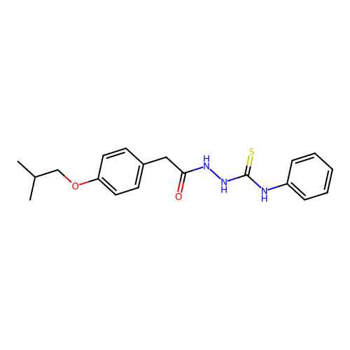 2-{[4-(2-methylpropoxy)phenyl]acetyl}-N-phenylhydrazinecarbothioamide structure