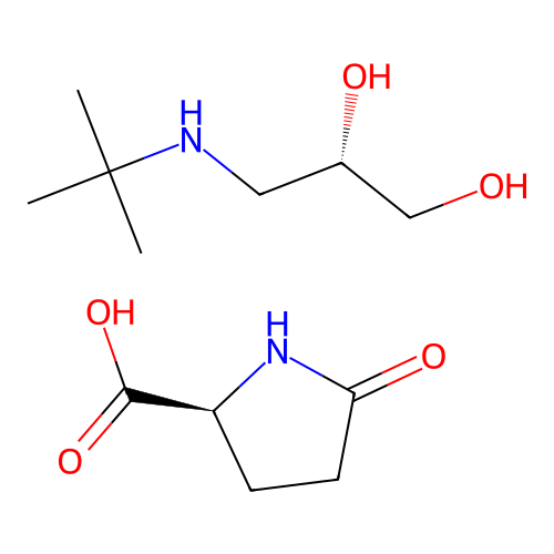 1-tert-Butylamino-2,3-propanediol pidolate structure
