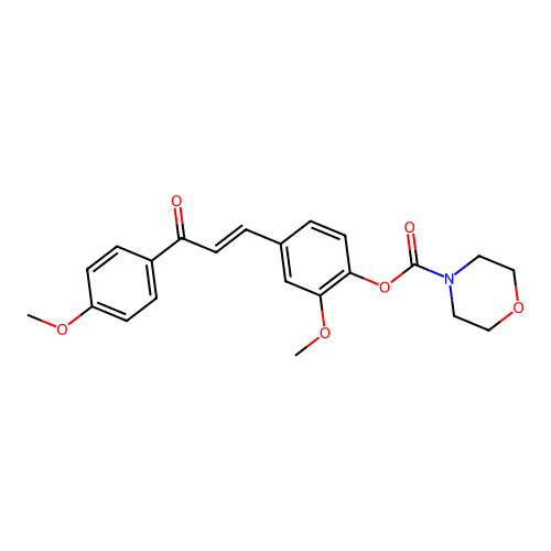 [2-methoxy-4-[(E)-3-(4-methoxyphenyl)-3-oxoprop-1-enyl]phenyl] morpholine-4-carboxylate structure