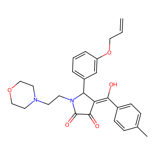 (4E)-4-[hydroxy-(4-methylphenyl)methylidene]-1-(2-morpholin-4-ylethyl)-5-(3-prop-2-enoxyphenyl)pyrrolidine-2,3-dione structure