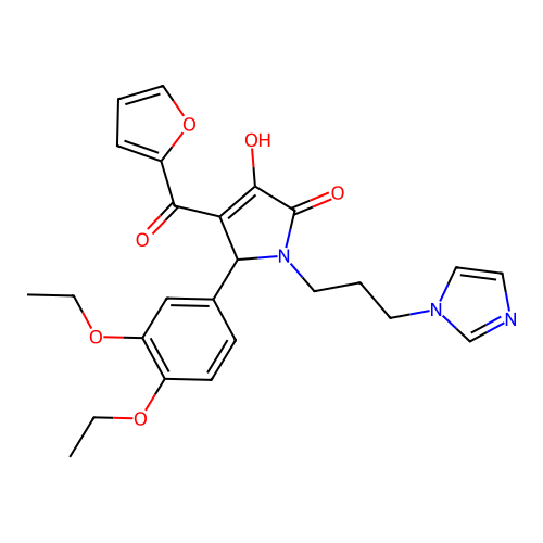 1-(3-(1H-imidazol-1-yl)propyl)-5-(3,4-diethoxyphenyl)-4-(furan-2-carbonyl)-3-hydroxy-1H-pyrrol-2(5H)-one structure