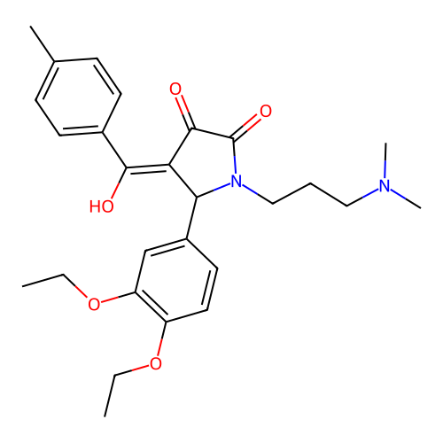 (4E)-5-(3,4-diethoxyphenyl)-1-[3-(dimethylamino)propyl]-4-[hydroxy-(4-methylphenyl)methylidene]pyrrolidine-2,3-dione structure