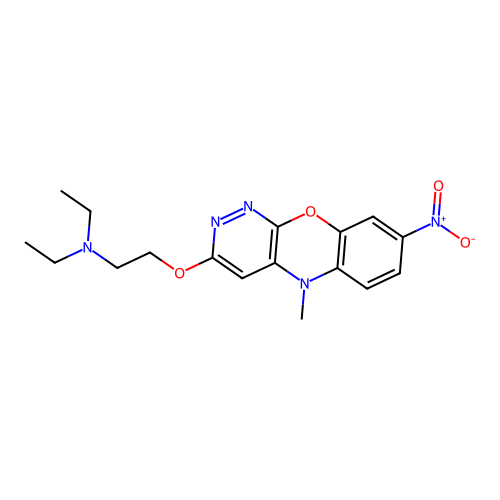 5H-Pyridazino(3,4-b)(1,4)benzoxazine, 3-(2-(diethylamino)ethoxy)-5-methyl-8-nitro- structure