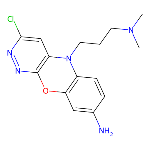 5H-Pyridazino(3,4-b)(1,4)benzoxazine, 8-amino-3-chloro-5-(3-(dimethylamino)propyl)- structure