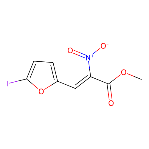 Methyl 3-(5-iodo-2-furanyl)-2-nitro-2-propenoate structure