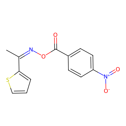 1-(2-thienyl)ethanone O-{4-nitrobenzoyl}oxime structure