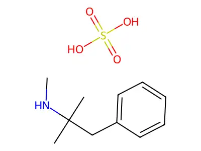 N,2-dimethyl-1-phenylpropan-2-amine;sulfuric acid structure