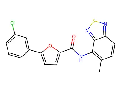 5-(3-chlorophenyl)-N-(5-methyl-2,1,3-benzothiadiazol-4-yl)furan-2-carboxamide structure