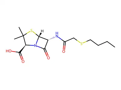 Butylmercaptomethylpenicillin structure