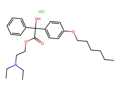 Benzilic acid, 4-(hexyloxy)-, 2-(diethylamino)ethyl ester, hydrochloride structure