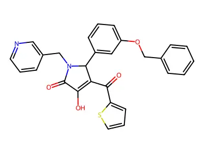 5-[3-(benzyloxy)phenyl]-3-hydroxy-1-(pyridin-3-ylmethyl)-4-(thiophen-2-ylcarbonyl)-1,5-dihydro-2H-pyrrol-2-one structure