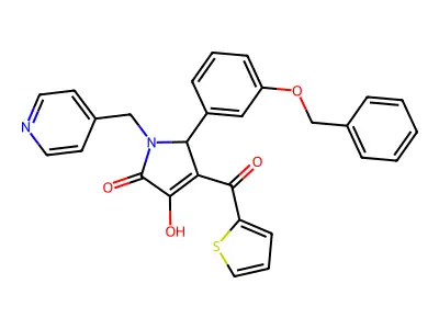 5-[3-(benzyloxy)phenyl]-3-hydroxy-1-(pyridin-4-ylmethyl)-4-(thiophen-2-ylcarbonyl)-1,5-dihydro-2H-pyrrol-2-one structure