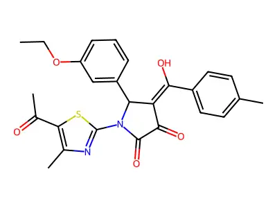 1-(5-acetyl-4-methyl-1,3-thiazol-2-yl)-5-(3-ethoxyphenyl)-3-hydroxy-4-(4-methylbenzoyl)-2,5-dihydro-1H-pyrrol-2-one structure