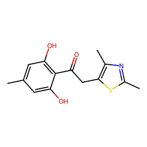 Ethanone, 1-(2,6-dihydroxy-4-methylphenyl)-2-(2,4-dimethyl-5-thiazolyl)- structure