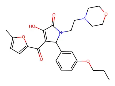3-hydroxy-4-[(5-methyl(2-furyl))carbonyl]-1-(2-morpholin-4-ylethyl)-5-(3-propo xyphenyl)-3-pyrrolin-2-one structure