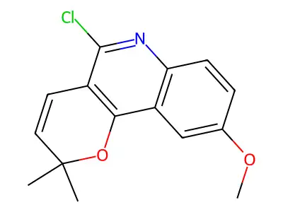 2H-Pyrano[3,2-c]quinoline, 5-chloro-9-methoxy-2,2-dimethyl- structure
