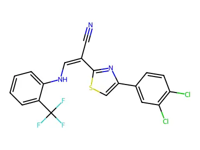 2-[4-(3,4-dichlorophenyl)-1,3-thiazol-2-yl]-3-[2-(trifluoromethyl)anilino]prop-2-enenitrile structure