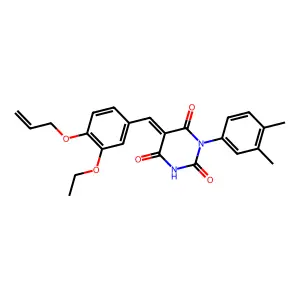 (5E)-1-(3,4-dimethylphenyl)-5-[(3-ethoxy-4-prop-2-enoxyphenyl)methylidene]-1,3-diazinane-2,4,6-trione structure
