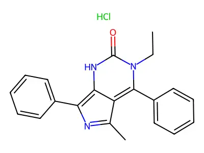 1H-Pyrrolo(3,4-d)pyrimidin-2(3H)-one, 4,7-diphenyl-3-ethyl-5-methyl-, hydrochloride structure