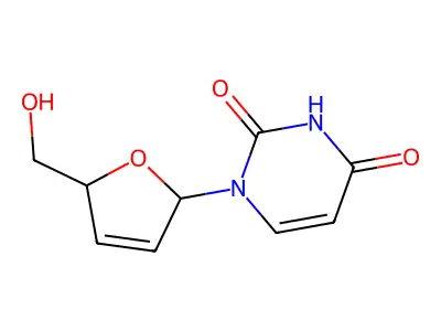1-(5-(Hydroxymethyl)-2,5-dihydrofuran-2-YL)pyrimidine-2,4(1H,3H)-dione structure