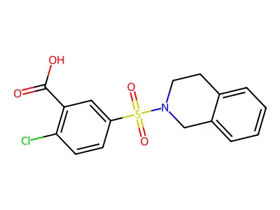 2-Chloro-5-(1,2,3,4-tetrahydroisoquinoline-2-sulfonyl)benzoic acid structure