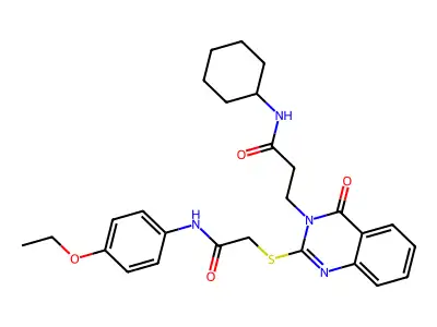 N-cyclohexyl-3-[2-[2-(4-ethoxyanilino)-2-oxoethyl]sulfanyl-4-oxoquinazolin-3-yl]propanamide structure